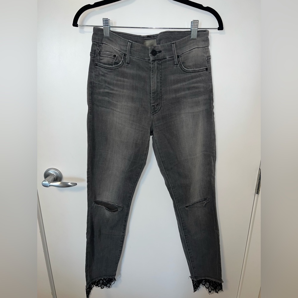 Mother High Waisted Looker Dagger Ankle Fray